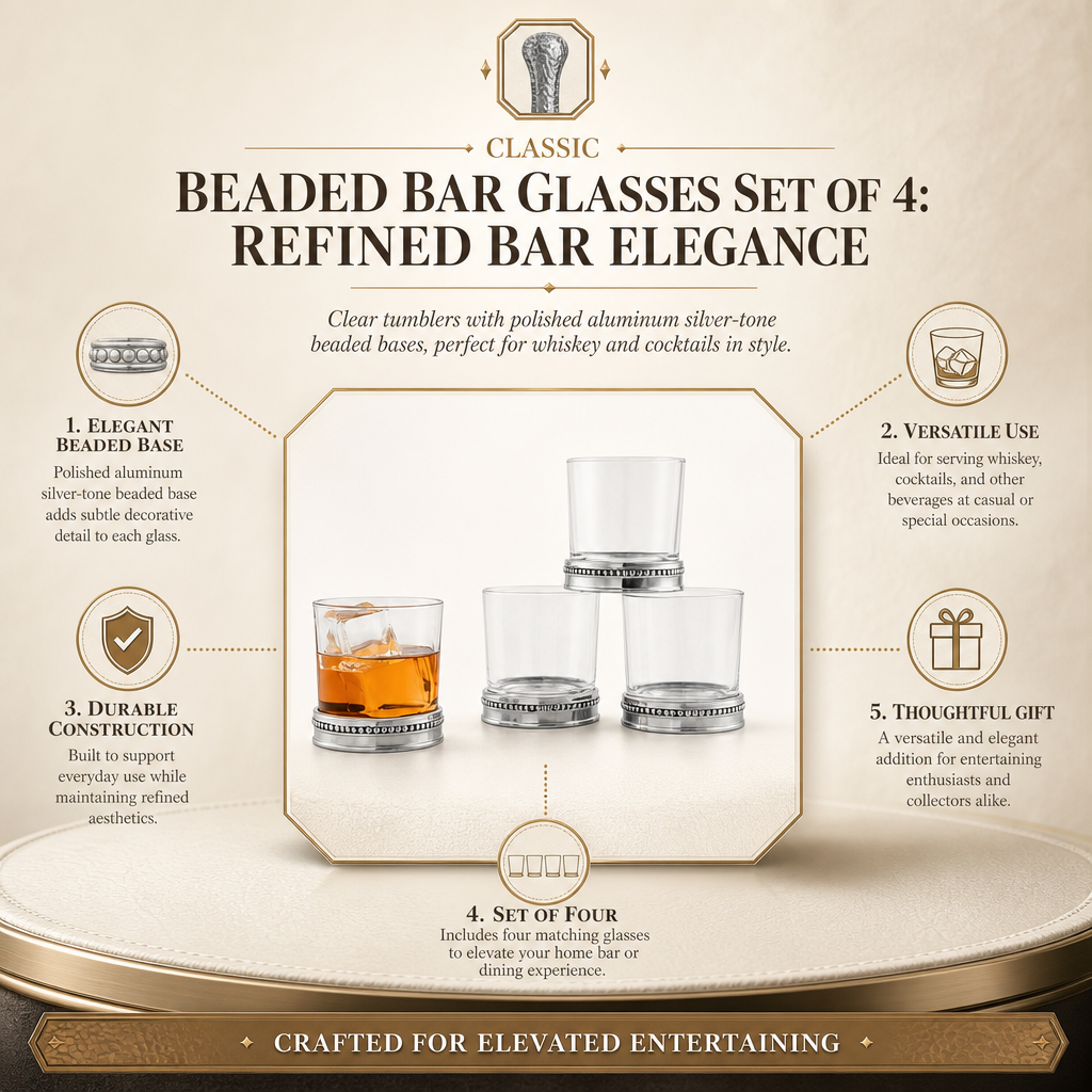 Beaded Bar Glasses Set of 4: Refined Bar Elegance