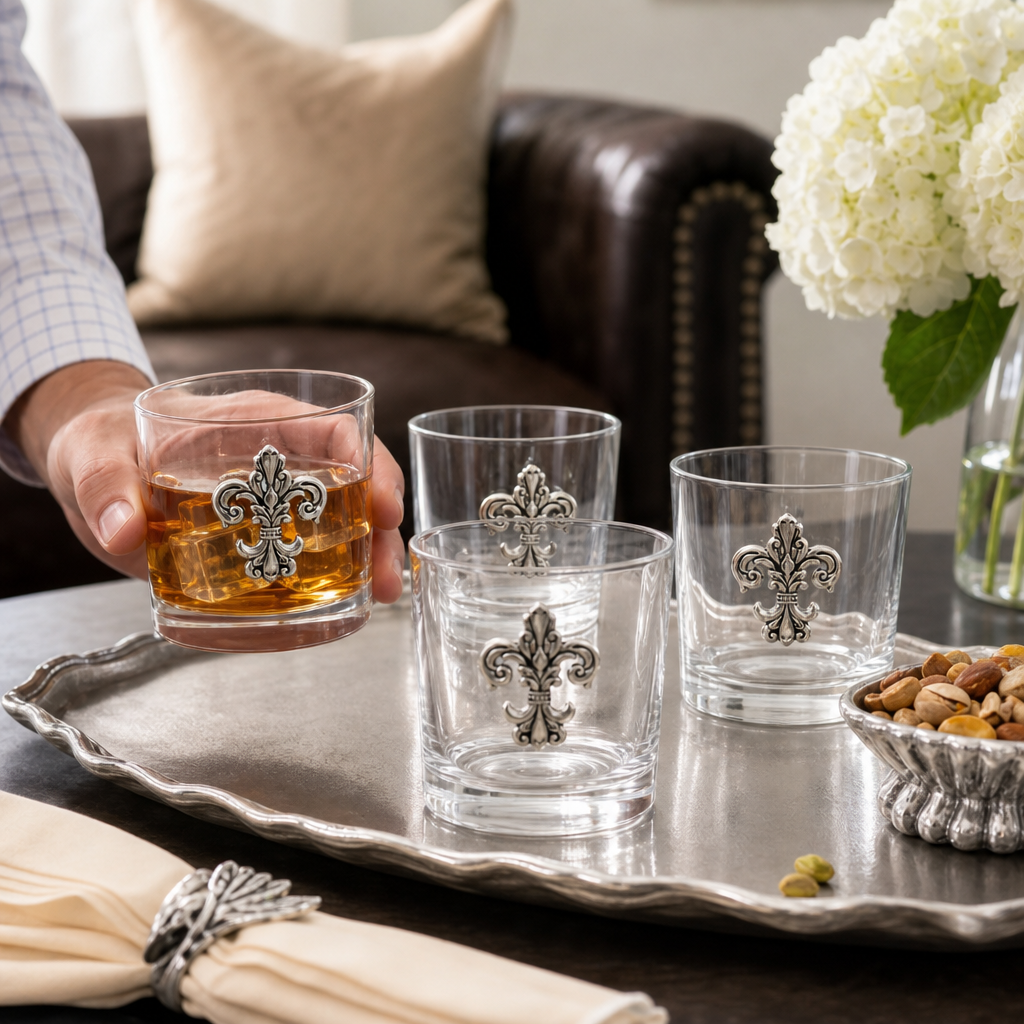 Fleur-de-Lis Bar Glasses Set of 4 4