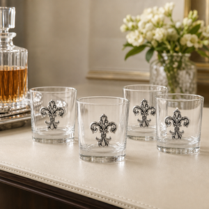 Fleur-de-Lis Bar Glasses Set of 4 3