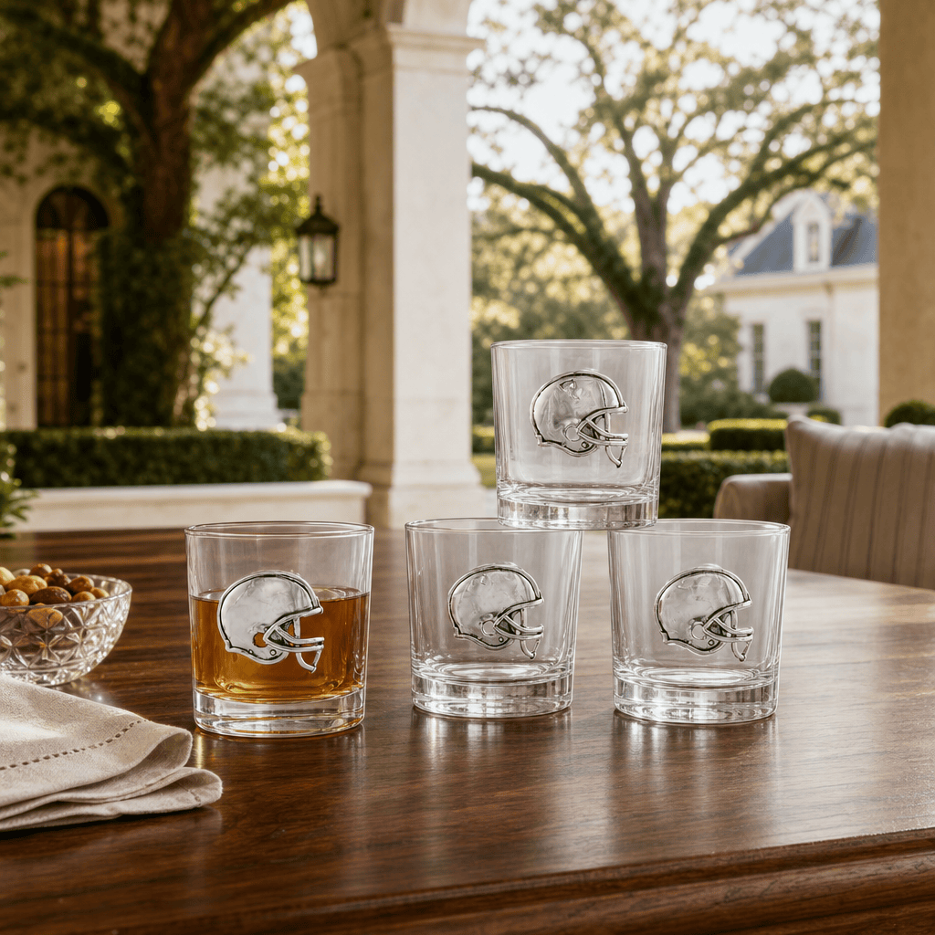 Arthur Court Football Football Helmet Bar Glasses Set of 4