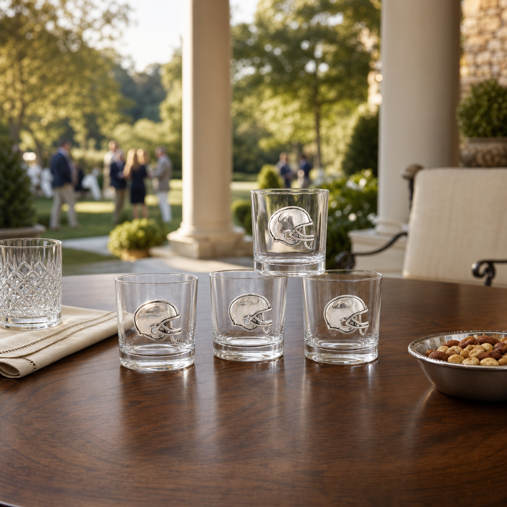 Football Helmet Bar Glasses Set of 4 9