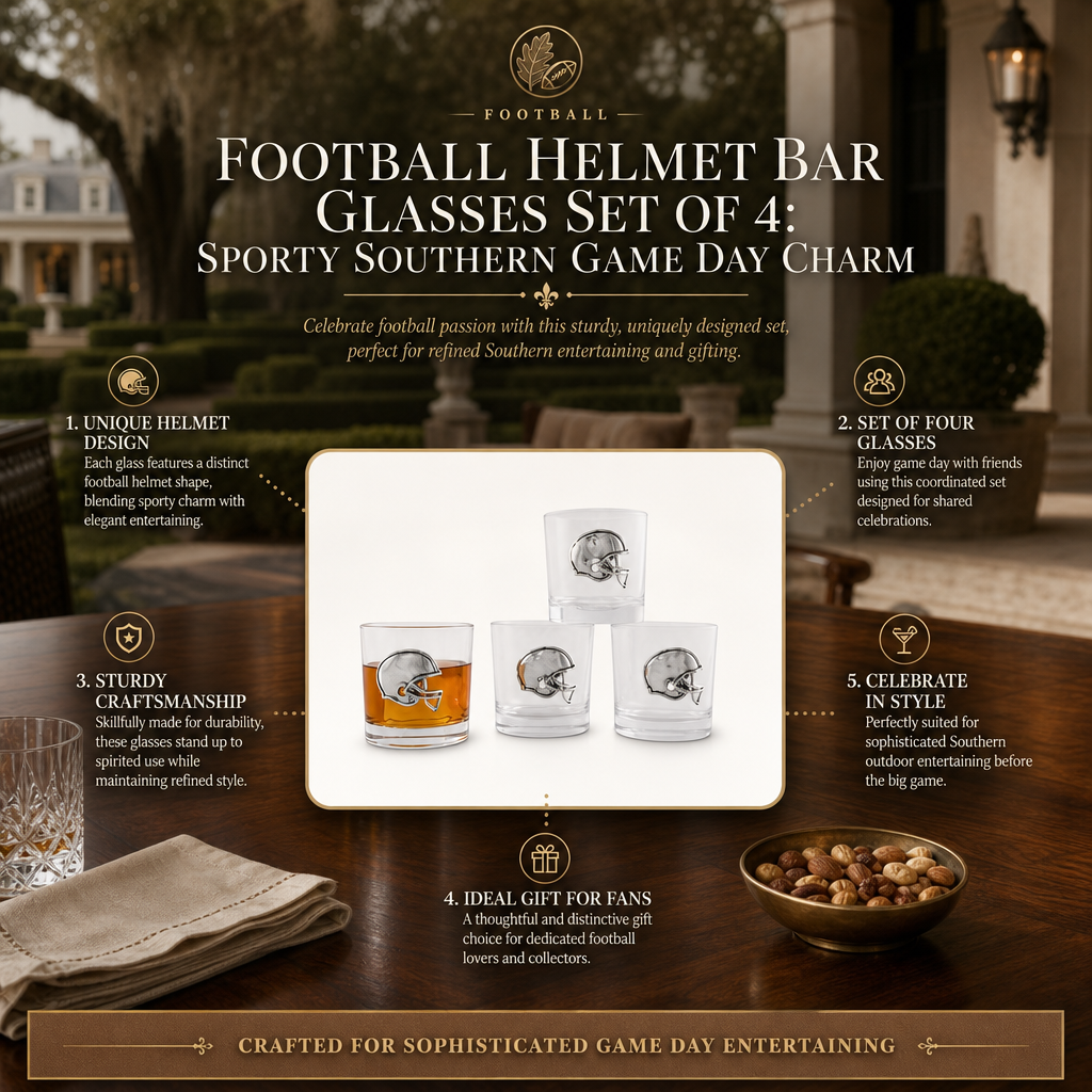 Football Helmet Bar Glasses Set of 4: Sporty Southern Game Day Charm