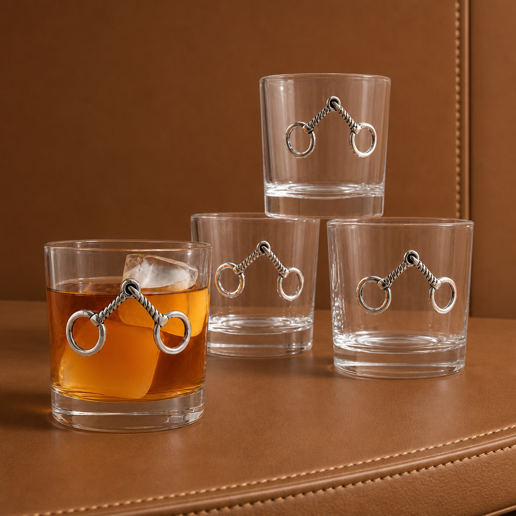 Equestrian Bit Bar Glasses Set of 4 1