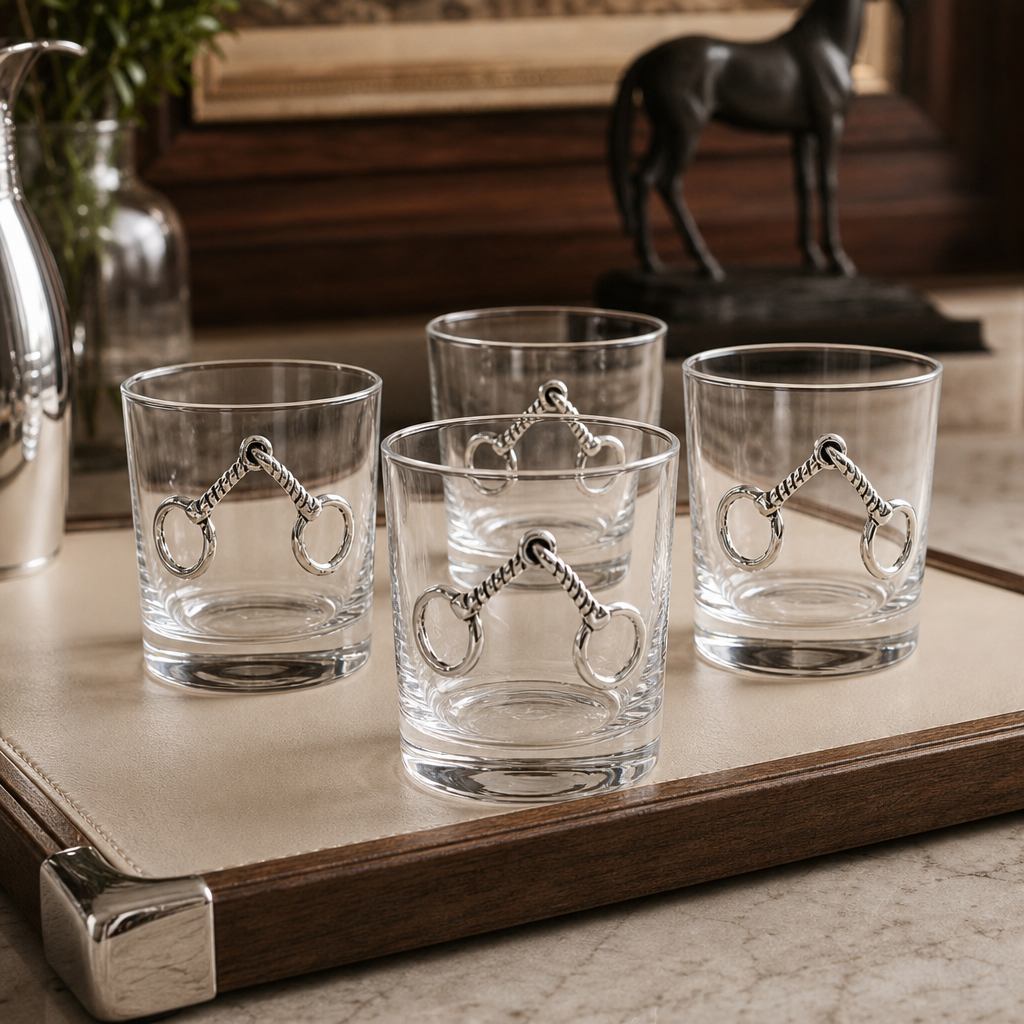 Equestrian Bit Bar Glasses Set of 4 3