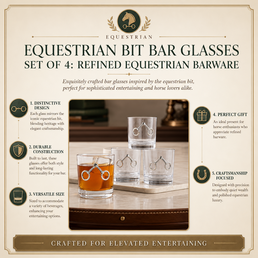 Equestrian Bit Bar Glasses Set of 4 12