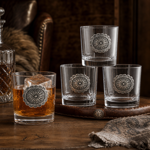 Western Concho Bar Glasses Set of 4 2