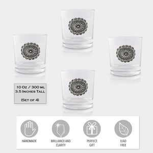 Western Concho Bar Glasses Set of 4 14