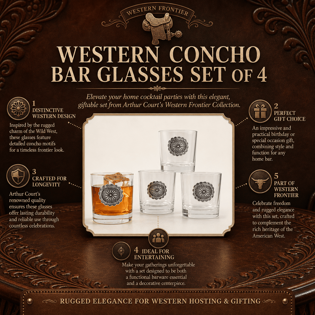 Western Concho Bar Glasses Set of 4
