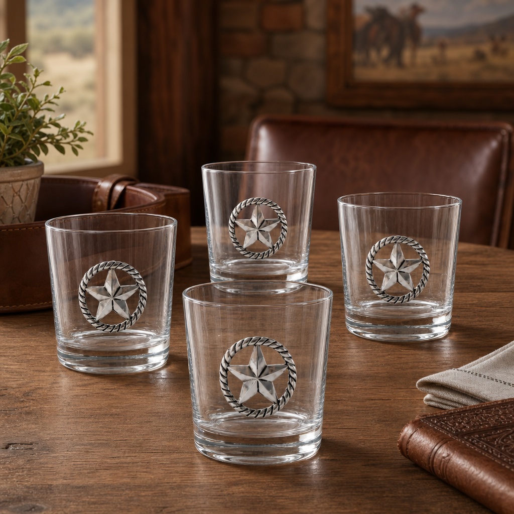 Western Star Bar Glasses Set of 4 6