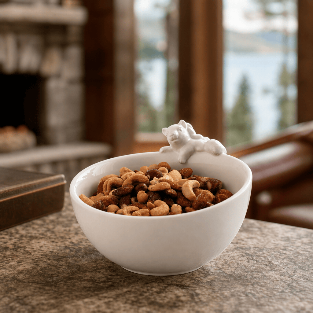 Arthur Court Forest Climbing Squirrel Stoneware Nut Bowl