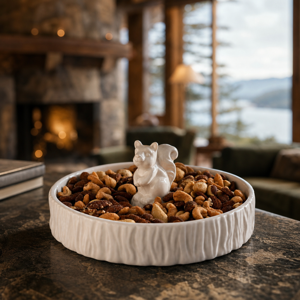 Standing Squirrel Stoneware Nut Bowl 1
