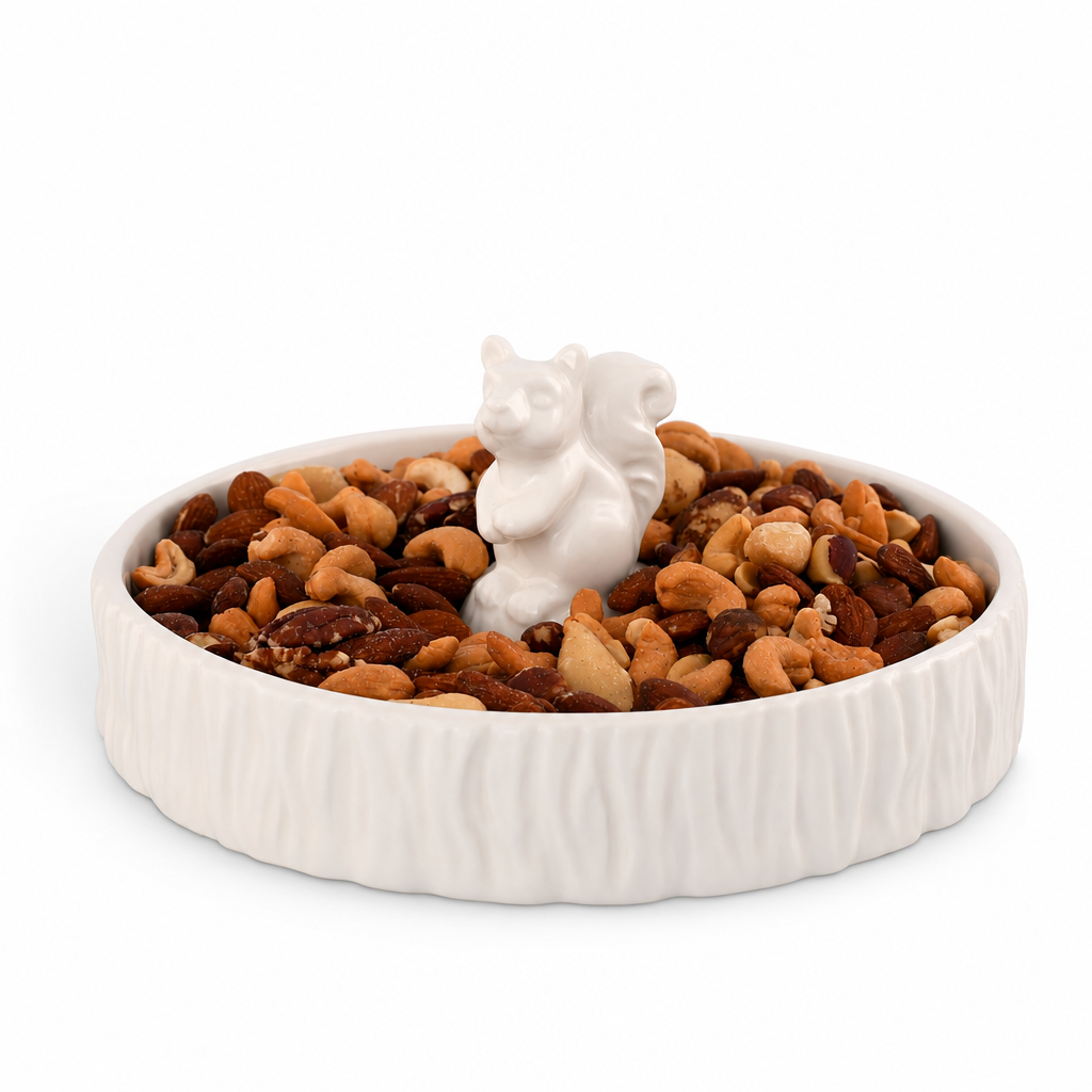 Standing Squirrel Stoneware Nut Bowl 1