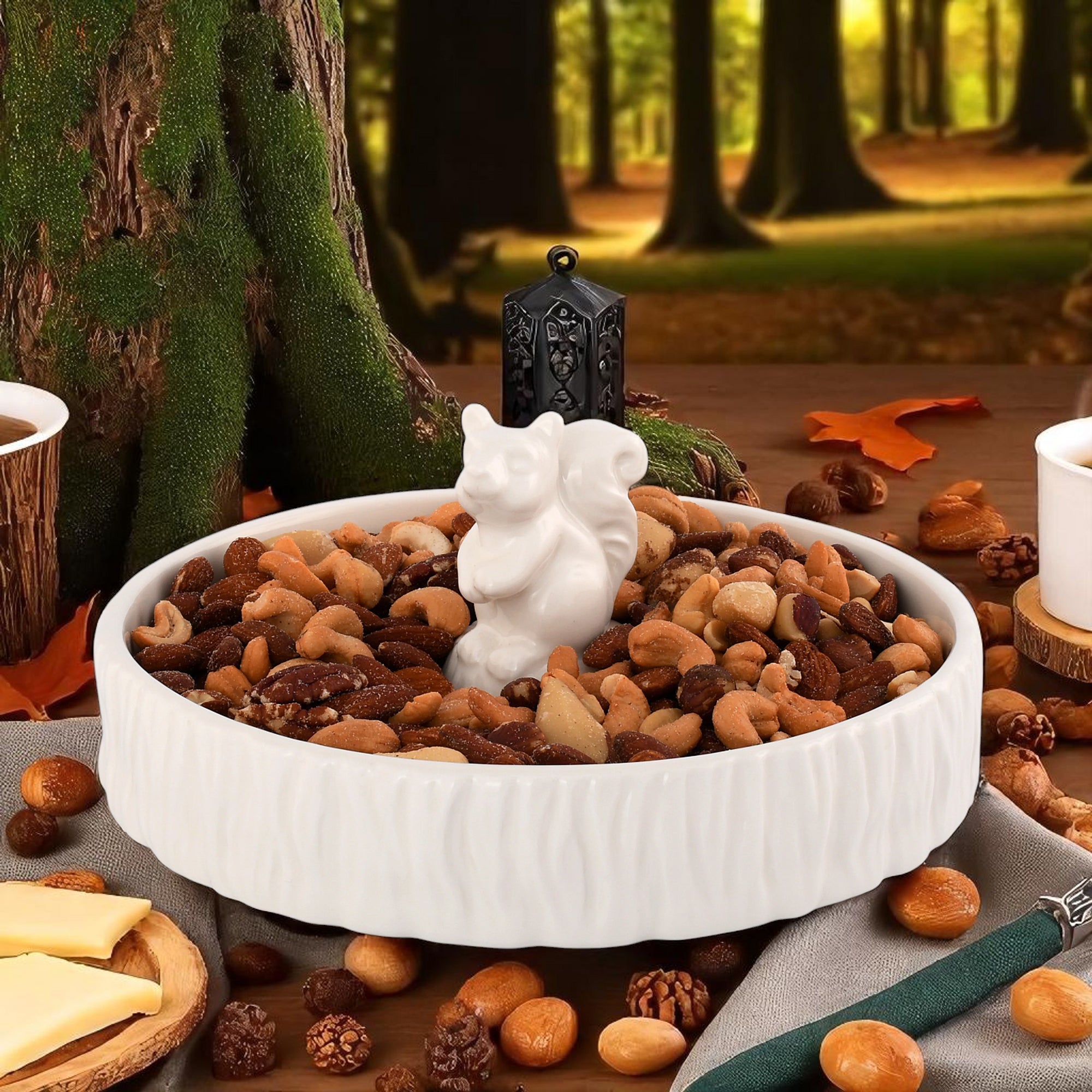 Arthur Court Forest Standing Squirrel Stoneware Nut Bowl