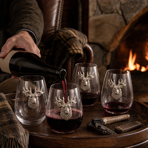 Elk Head Stemless Wine Glasses - Set of 4 6