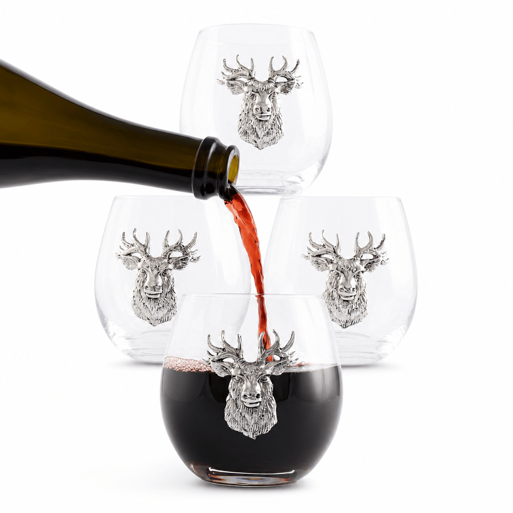 Elk Head Stemless Wine Glasses - Set of 4 1