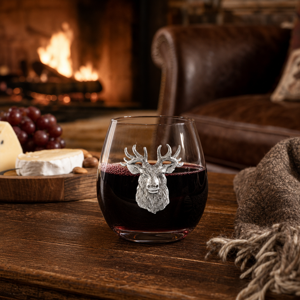 Elk Head Stemless Wine Glasses - Set of 4 7