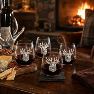 Elk Head Stemless Wine Glasses - Set of 4 8