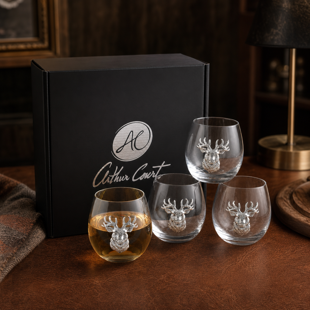 Elk Head Stemless Wine Glasses - Set of 4 5