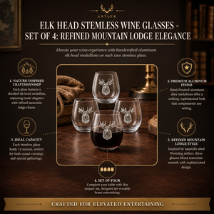 Elk Head Stemless Wine Glasses - Set of 4 11