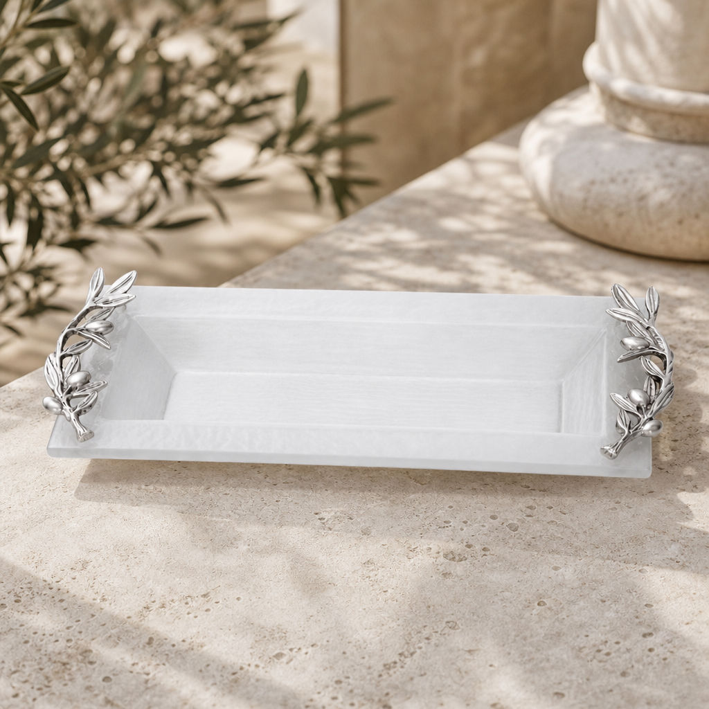 Olive Oblong Glass Serving Tray 2