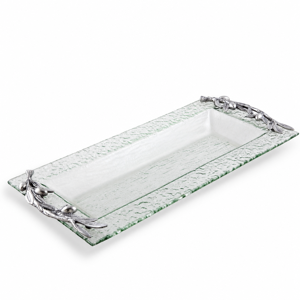 Olive Oblong Glass Serving Tray 8
