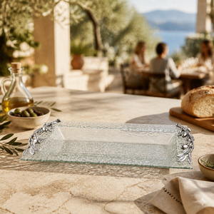 Olive Oblong Glass Serving Tray 6