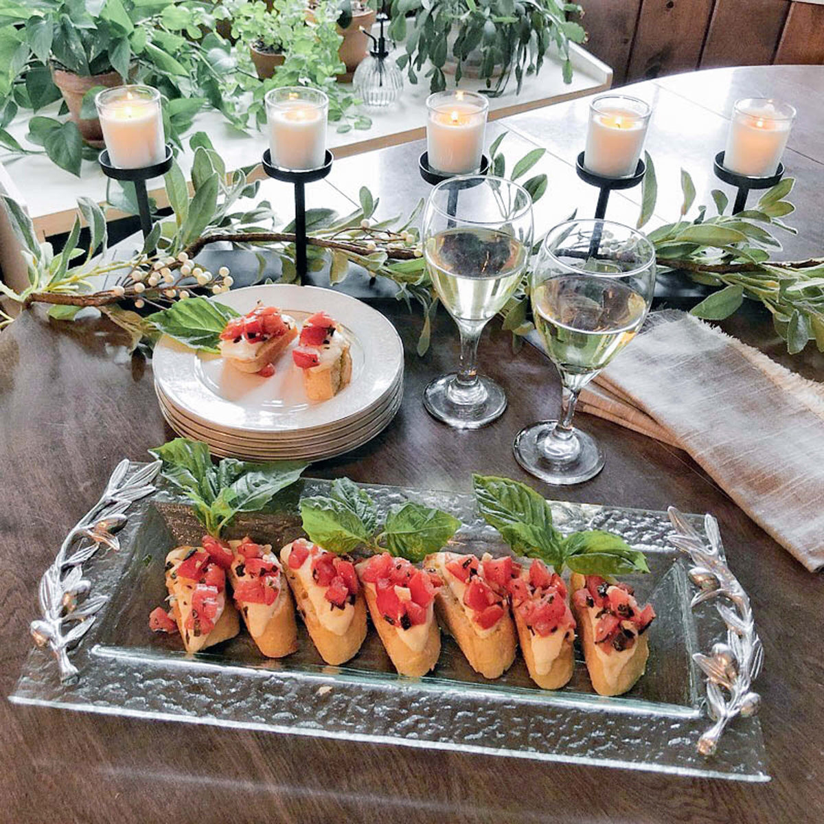 Olive Oblong Glass Serving Tray 15