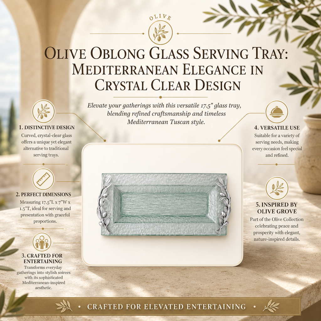 Olive Oblong Glass Serving Tray 16