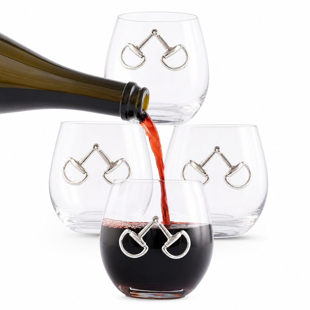 Equestrian Bit Stemless Wine Glasses - Set of 4 1