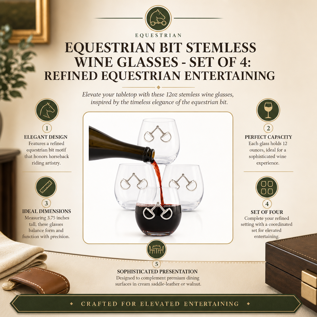 Equestrian Bit Stemless Wine Glasses - Set of 4 9