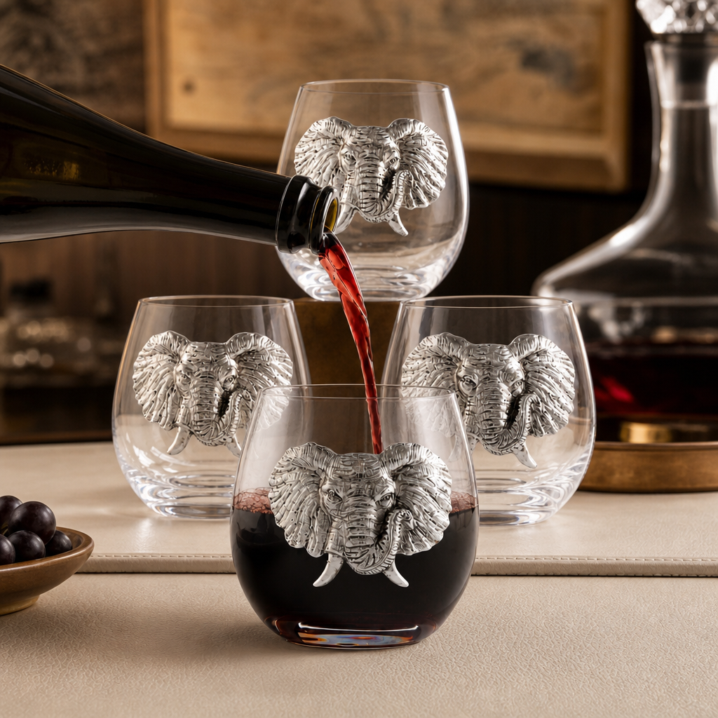 Elephant Stemless Wine Glasses - Set of 4 1