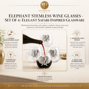 Elephant Stemless Wine Glasses - Set of 4 6