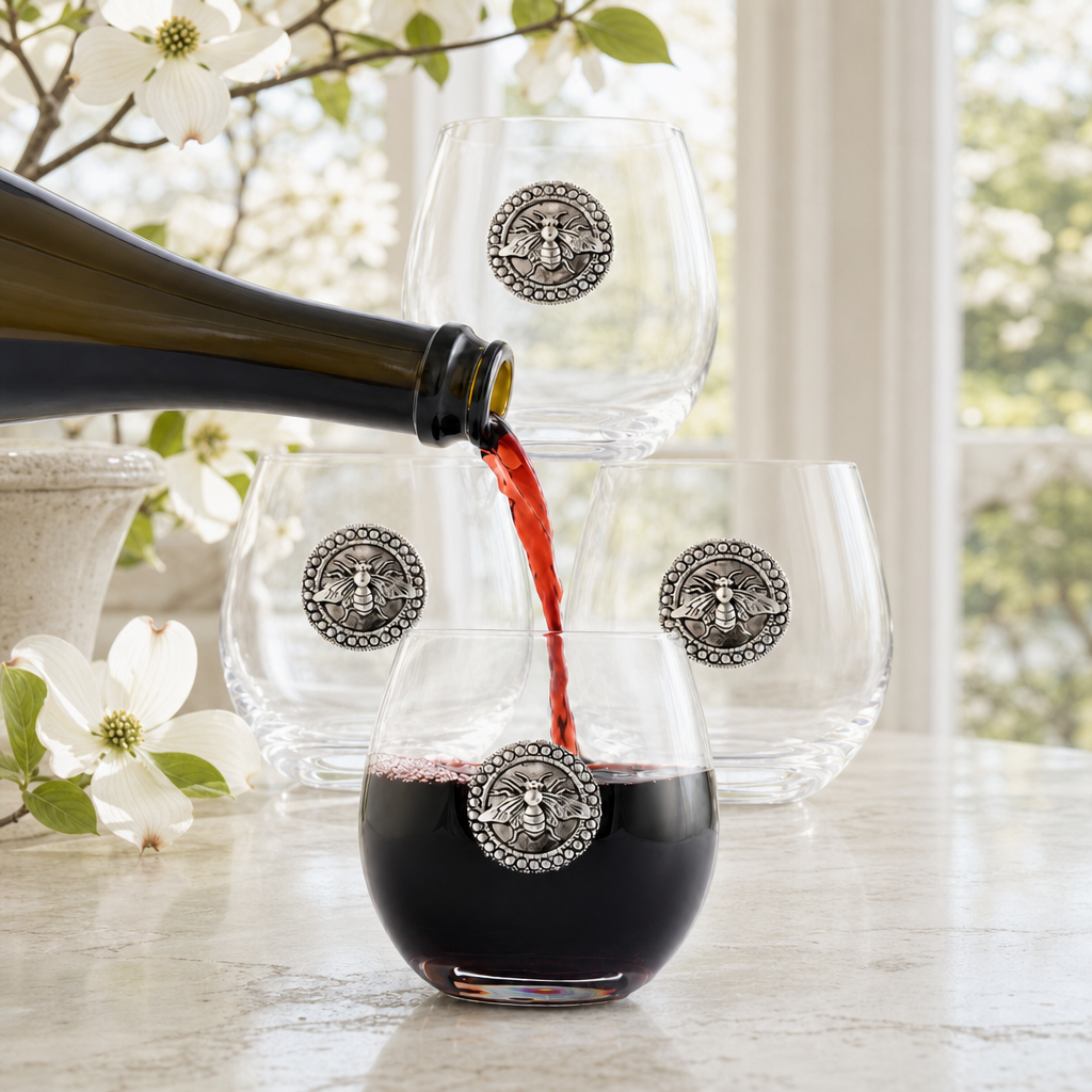 Bee Stemless Wine Glasses - Set of 4 2