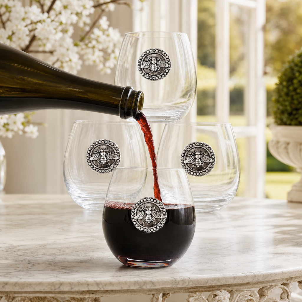 Bee Stemless Wine Glasses - Set of 4 1