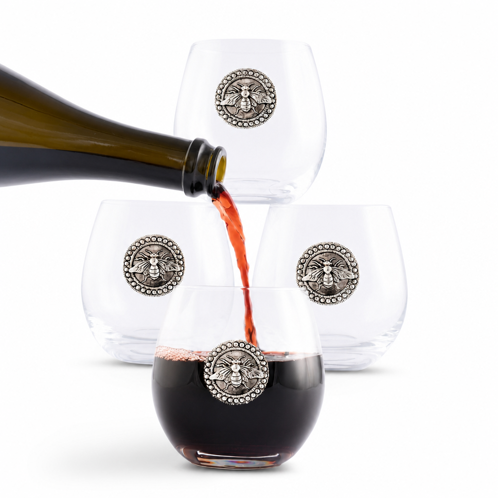 Bee Stemless Wine Glasses - Set of 4 1