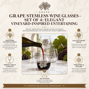 Grape Stemless Wine Glasses - Set of 4 10