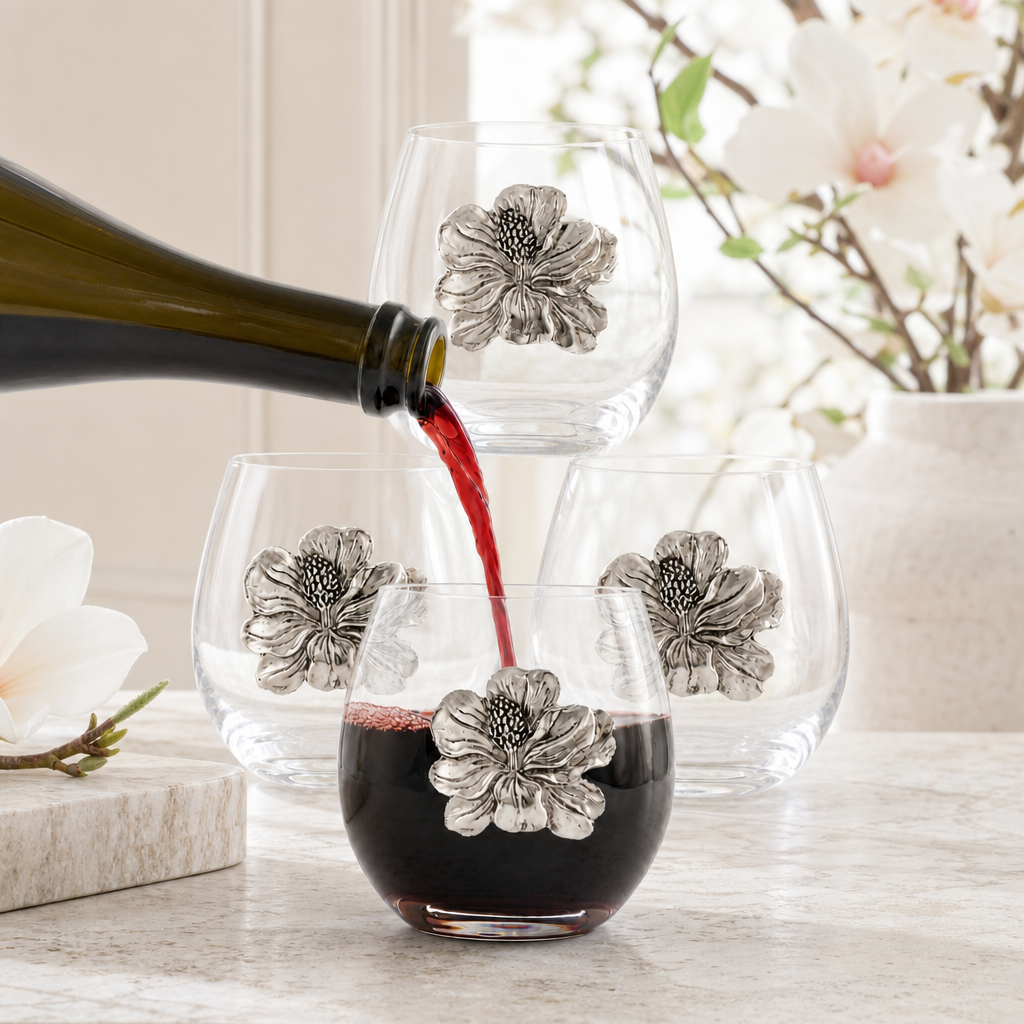 Magnolia Stemless Wine Glasses - Set of 4 2