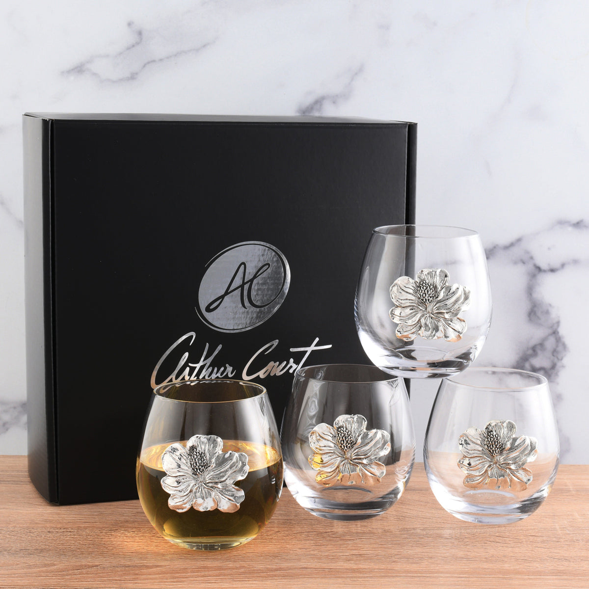 Magnolia Stemless Wine Glasses - Set of 4 6