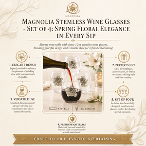 Magnolia Stemless Wine Glasses - Set of 4 8
