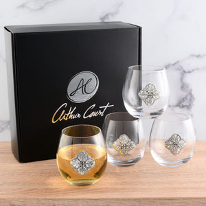 Concho Stemless Wine Glasses - Set of 4 8
