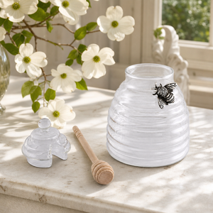 Silver Bee Honey Jar / Pot with Dipper 4