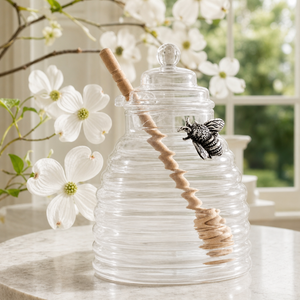 Silver Bee Honey Jar / Pot with Dipper 5