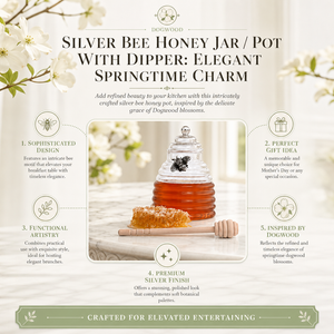 Silver Bee Honey Jar / Pot with Dipper 13