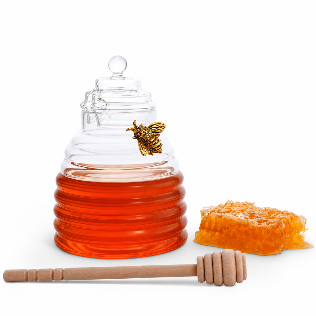 Gold Bee Honey Jar with Dipper 1