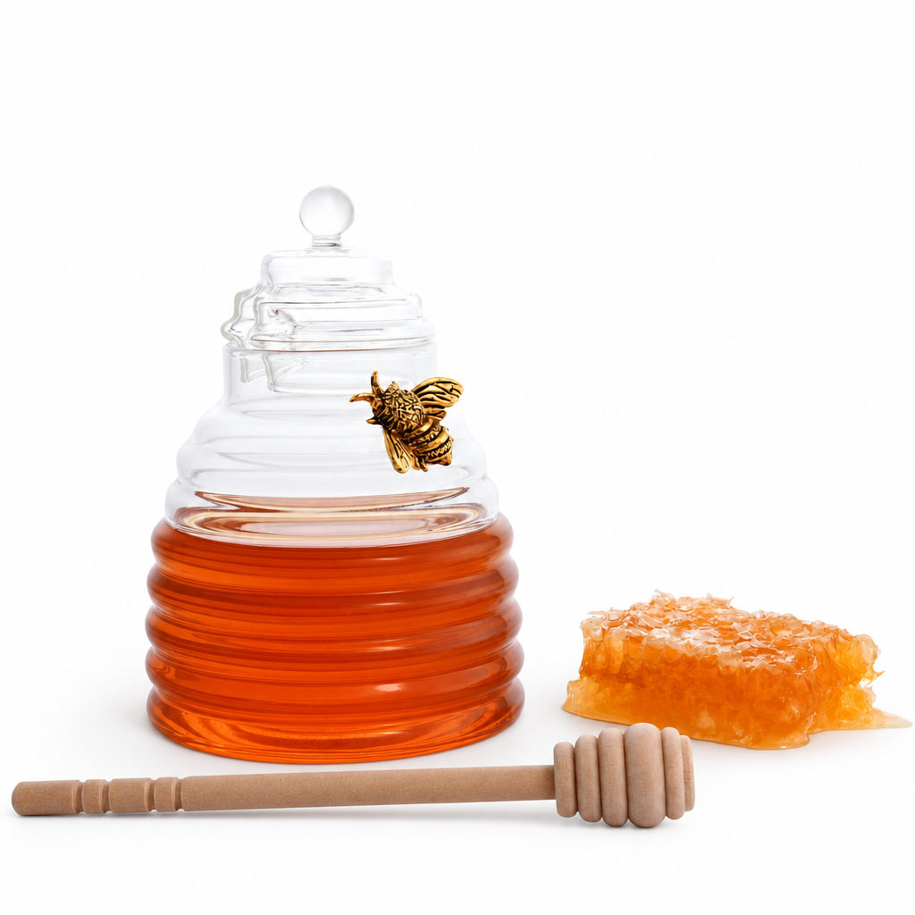 Gold Bee Honey Jar with Dipper 1