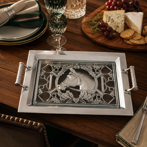 Equestrian Horse Glass Top Serving Tray 8