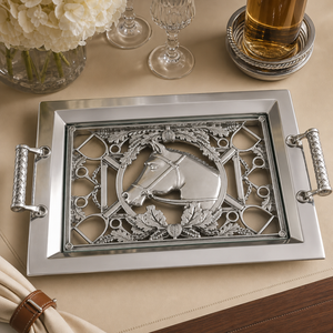 Equestrian Horse Glass Top Serving Tray 4