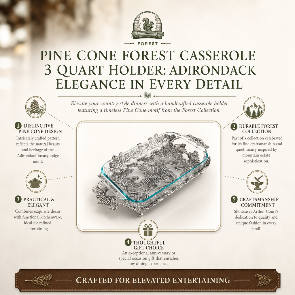 Pine Cone Forest Casserole 3 Quart Holder: Adirondack Elegance in Every Detail