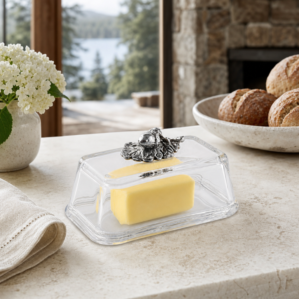 Glass Butter Dish - Acorn 8
