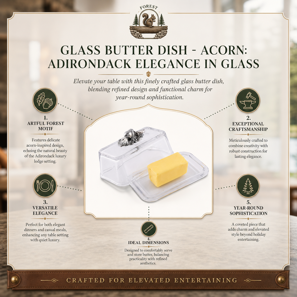 Glass Butter Dish - Acorn: Adirondack Elegance in Glass